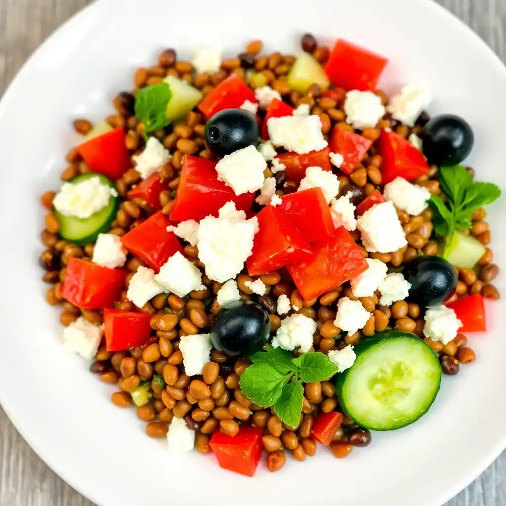 Schneller Linsensalat mit Schafskäse